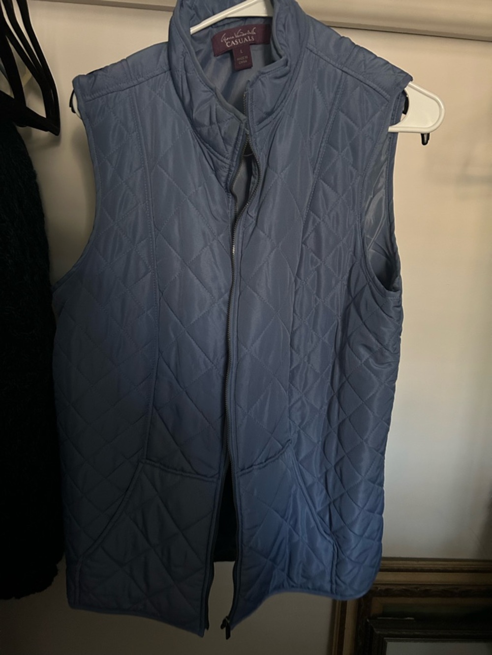 Gloria Vanderbilt Quilted Dusty Blue Zip Vest